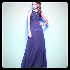 Jasmine black lace & chiffon long dress